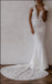 Sexy White V-Neck Cap Sleeve Appliqued Sweep Trailing Long Mermaid Wedding Dresses HS57
