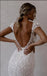 Sexy White V-Neck Cap Sleeve Appliqued Sweep Trailing Long Mermaid Wedding Dresses HS57