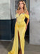 Sexy Off-shoulder Yellow Side-slit Mermaid Long Prom Dress,ZX216