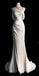 Vintage Mermaid One Shoulder Long Pleats White Satin Wedding Dresses,WD002