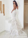 Long Mermaid Backless V-neck Spaghetti Straps Lace Wedding Dresses,WD045
