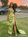 Popular Green Mermaid Side Slit Long Party Prom Dresses,OP079