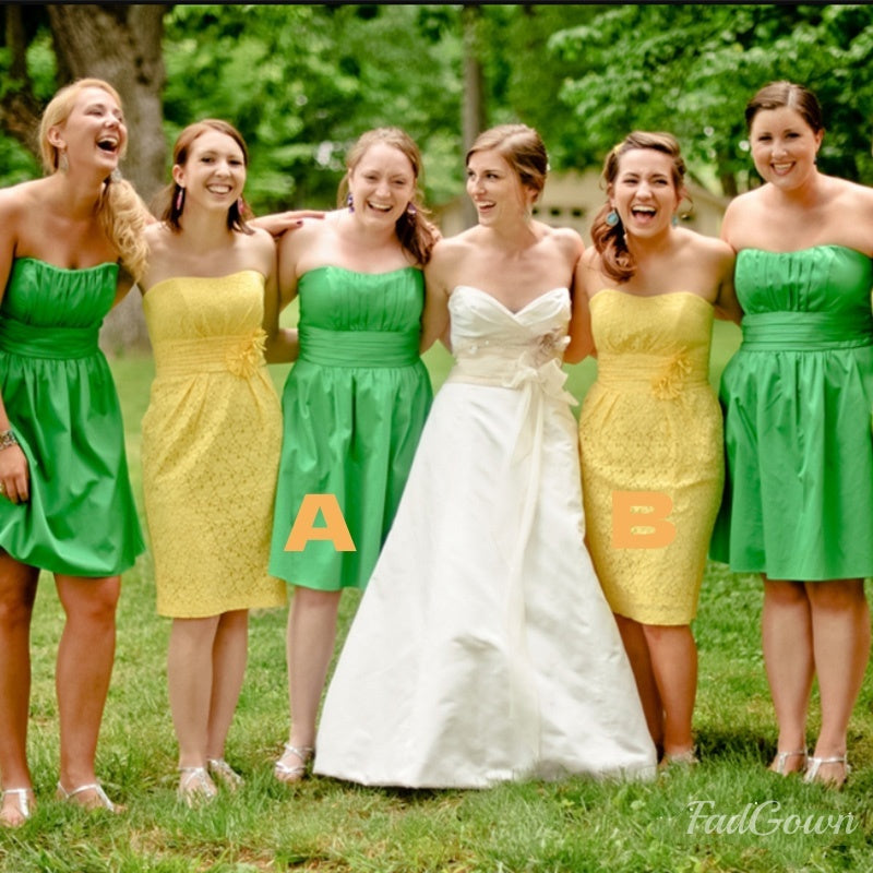Simple Strapless A-Line Women Tea-Length Bridesmaid Dresses Online, BD137