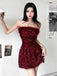 Sparkly Straight Neck A-line Burgundy Sequins Short Homecoming Dresses Online, 0T012